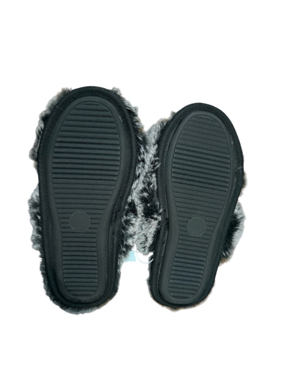 ✨Cat & Jack YOUTH Gray Marbled Faux Fur Crossband Slides Sz 4/5 NWT - Picture 2 of 2